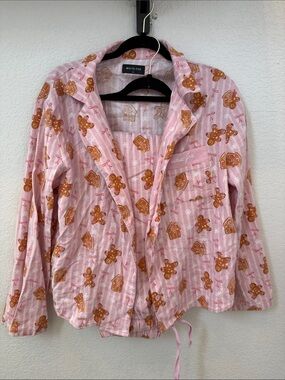 White Fox Boutique Pink Gingerbread PJ Set- Size S
